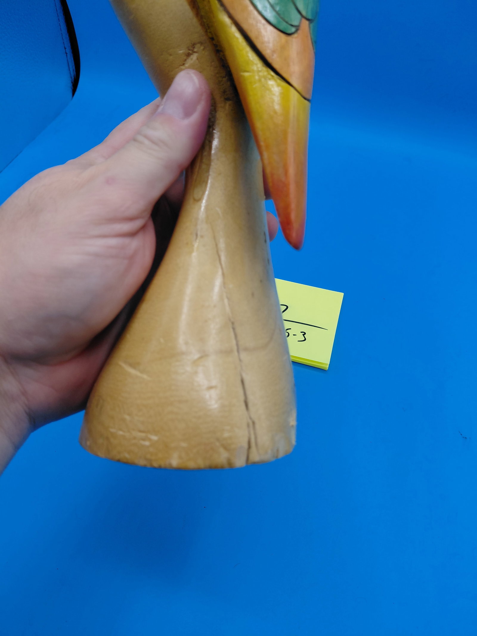 Carved Wood Painted Parrot Statue - 6