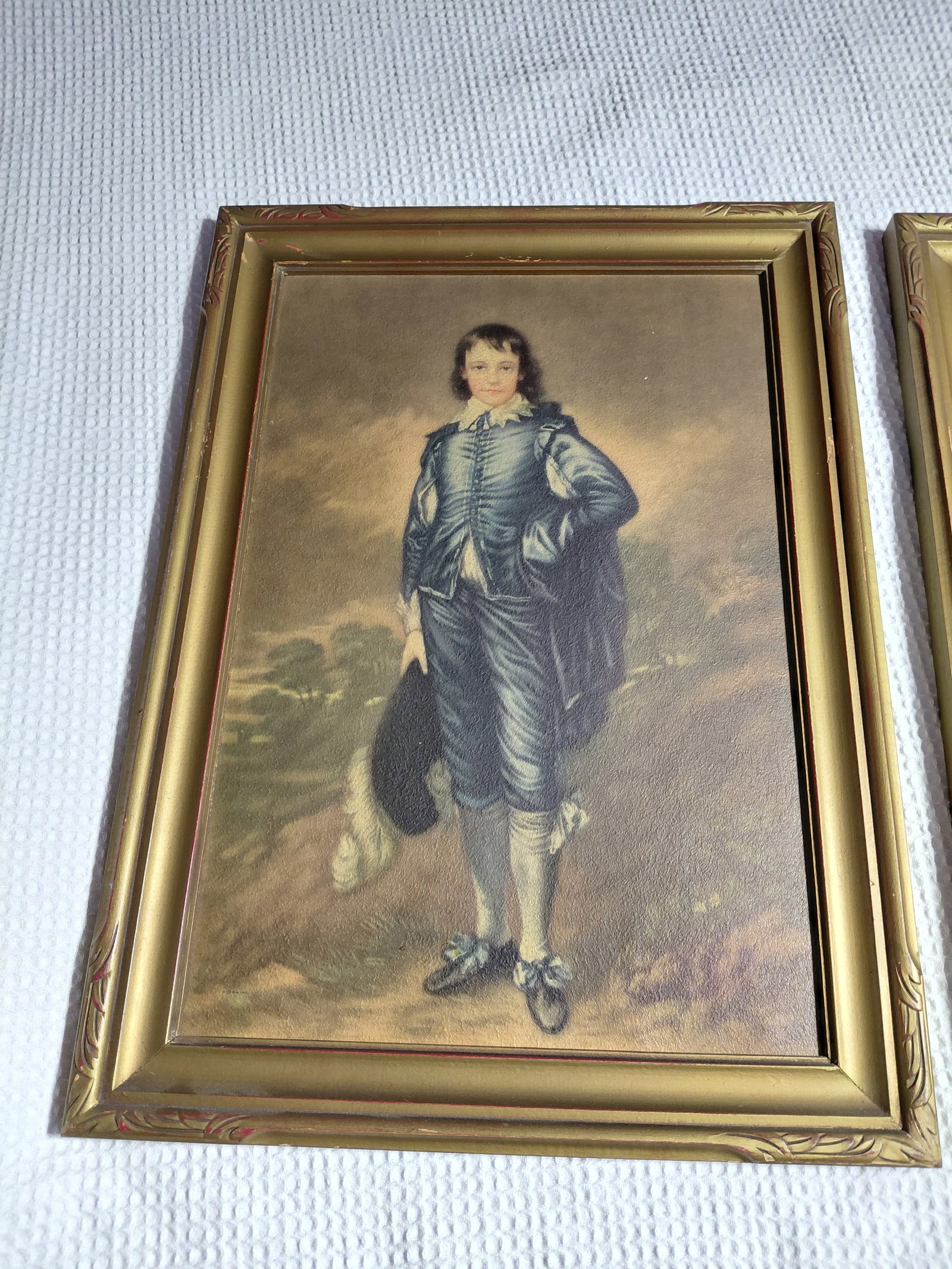 Vintage Pair of Framed Blue Boy & Pinkie Prints - 3