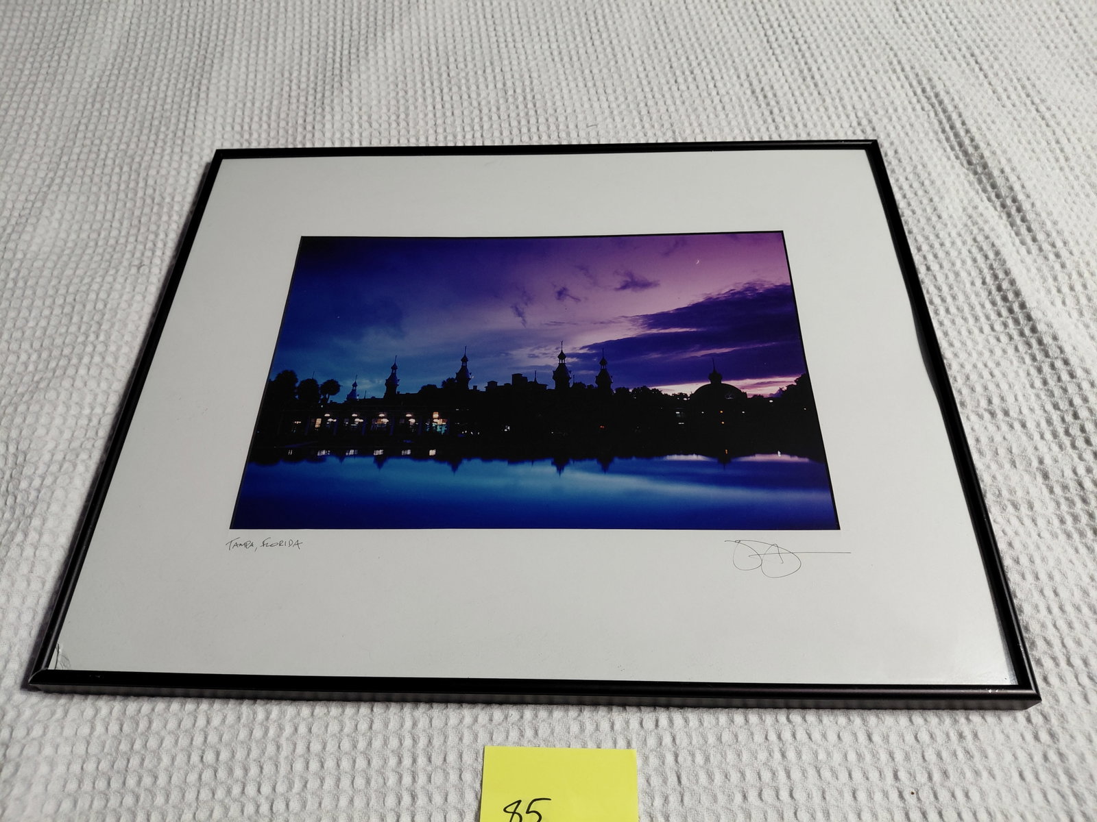 Artist Sign Framed & Matted Phography of Tampa Florida / glass chip as seen: Artist Sign Framed & Matted Phography of Tampa Florida / glass chip as seen