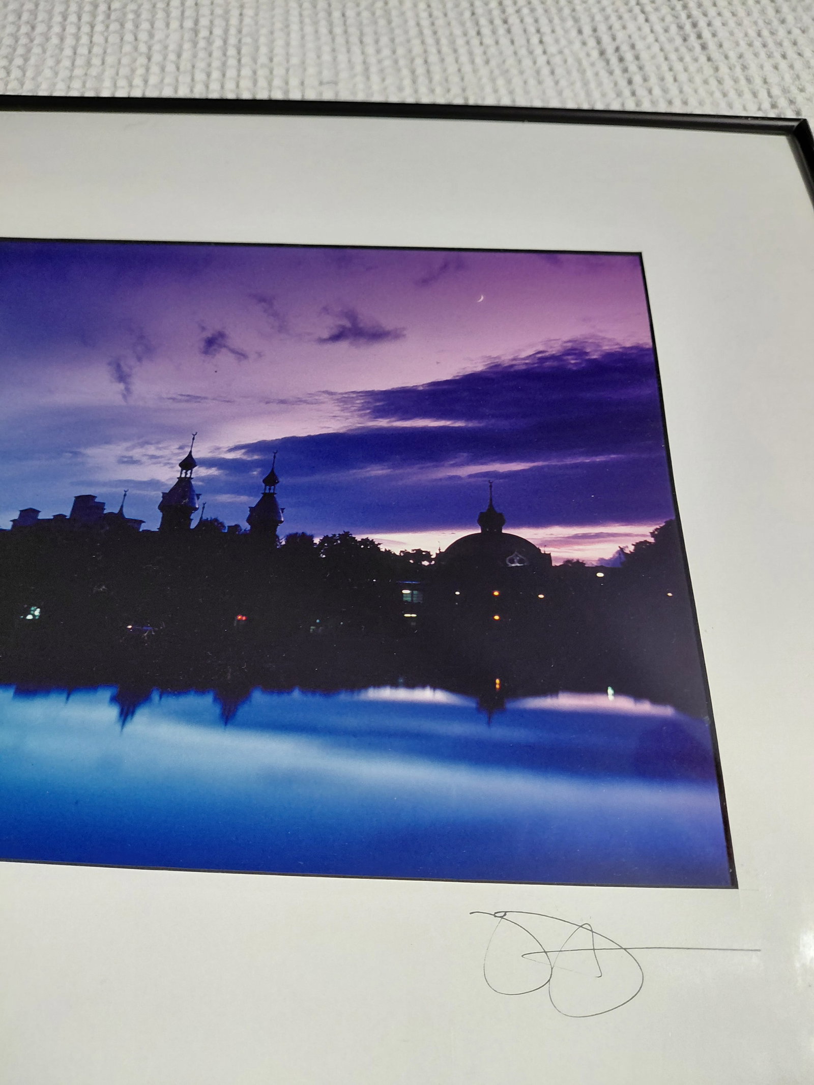 Artist Sign Framed & Matted Phography of Tampa Florida / glass chip as seen - 4