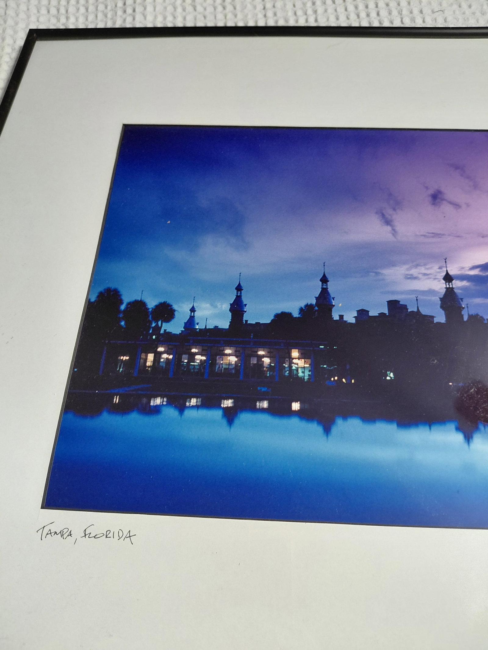Artist Sign Framed & Matted Phography of Tampa Florida / glass chip as seen - 5