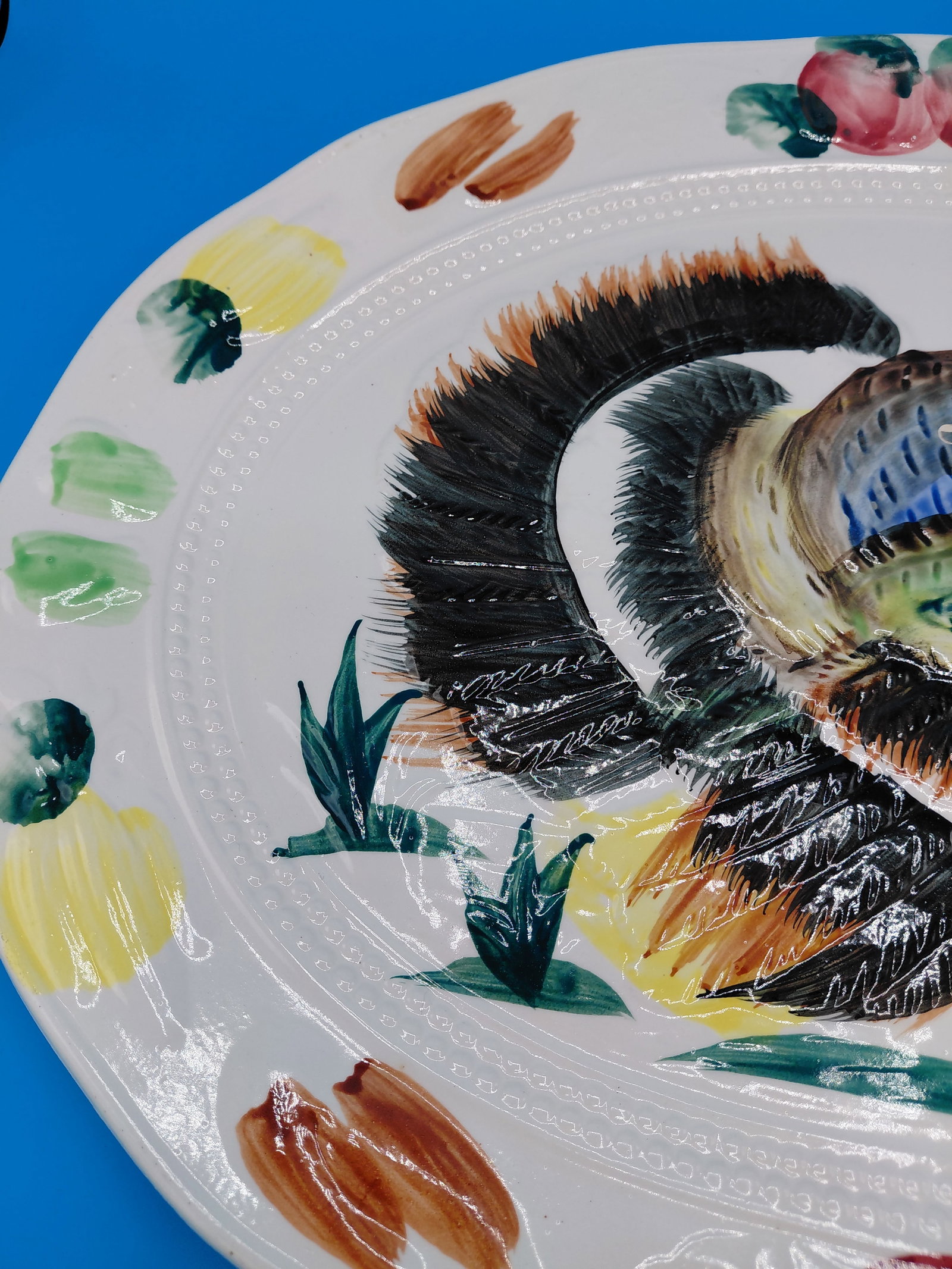 Vintage Turkey Platter / Firing Flaw on wing as seen in photos - 3