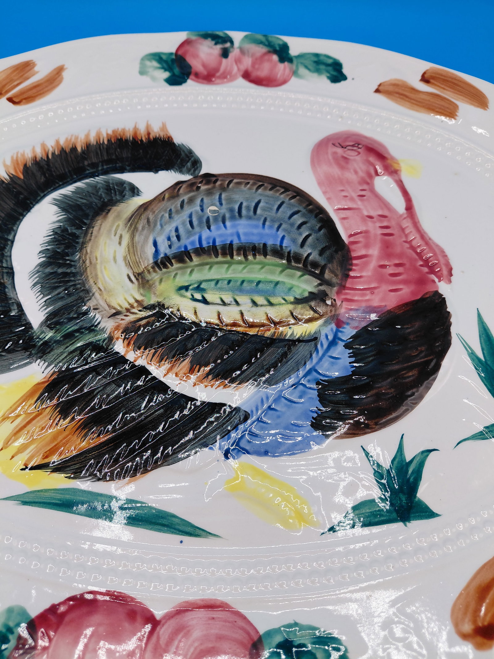 Vintage Turkey Platter / Firing Flaw on wing as seen in photos - 4