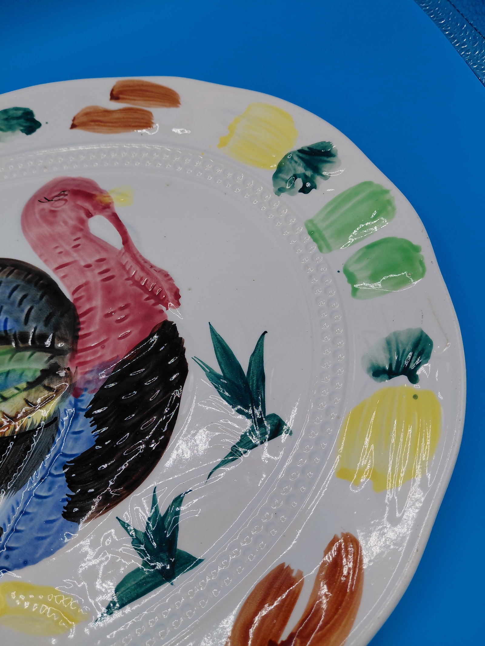 Vintage Turkey Platter / Firing Flaw on wing as seen in photos - 5