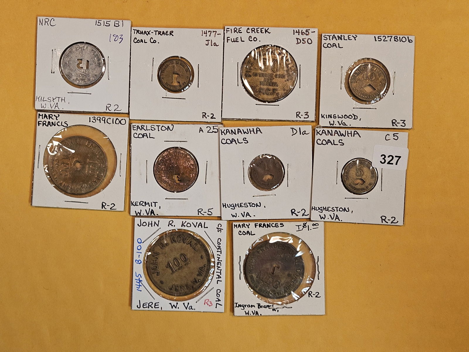 Ten Vintage pieces of Coal Scrip: All identified