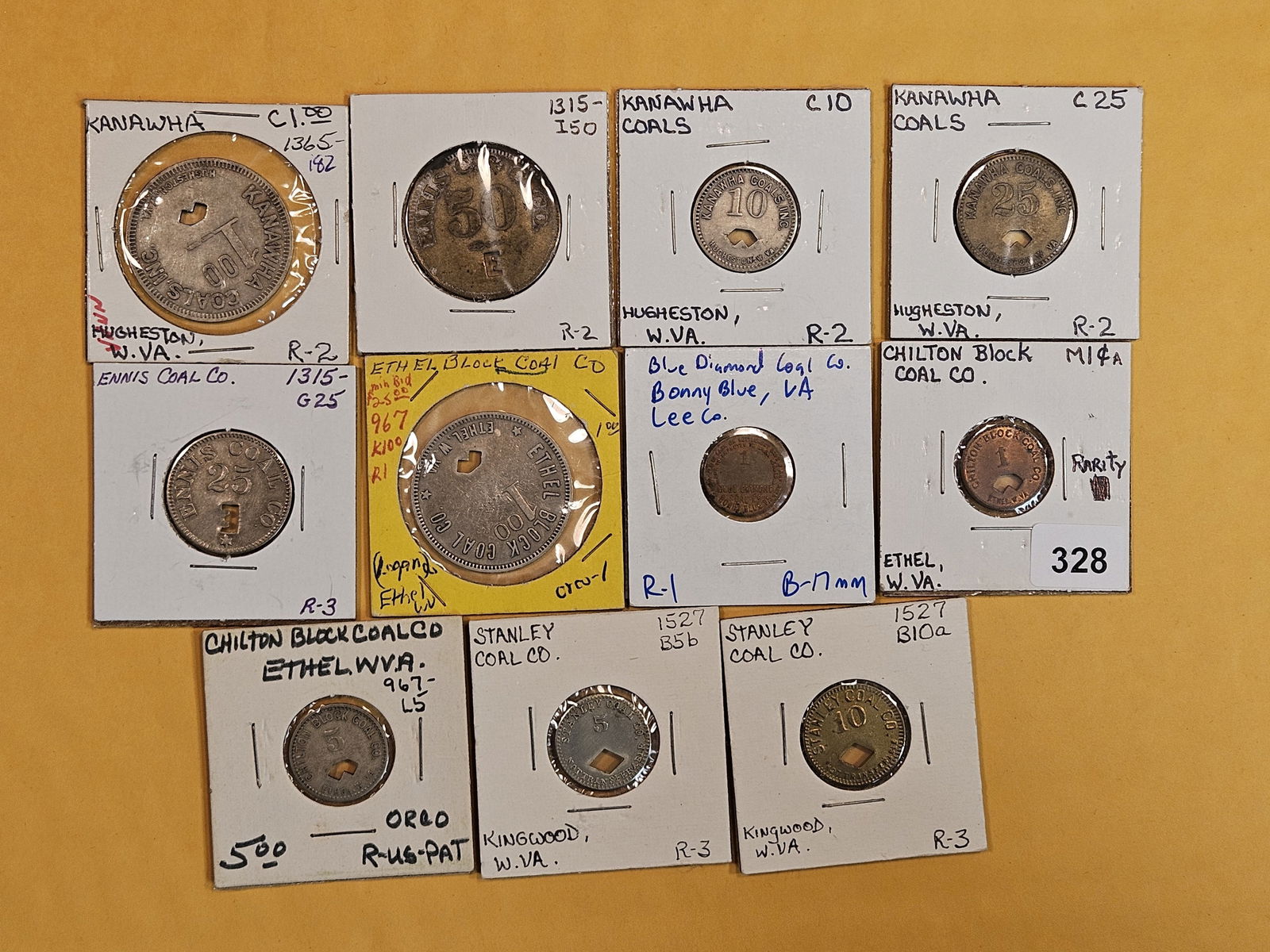 Eleven Vintage pieces of Coal Scrip: All identified