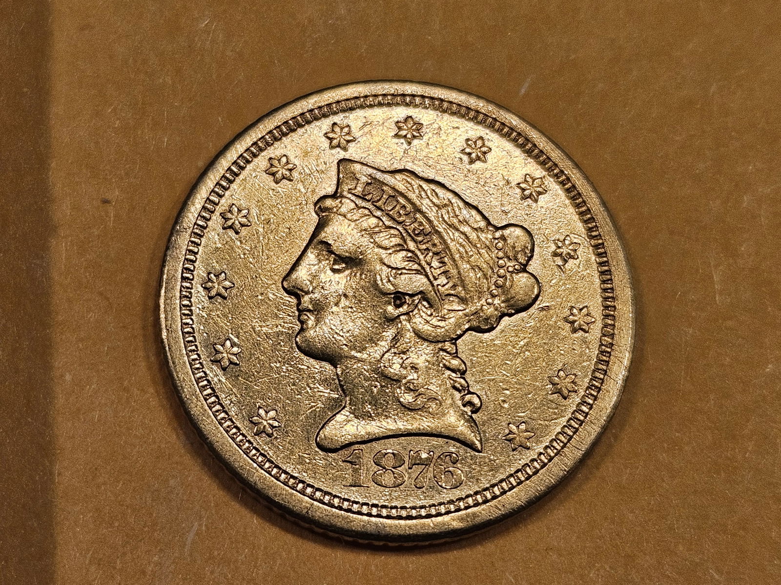 * GOLD! Better Date! 1876-S Liberty head Gold $2.5 Quarter Eagle in Extra Fine plus (1 of 6)