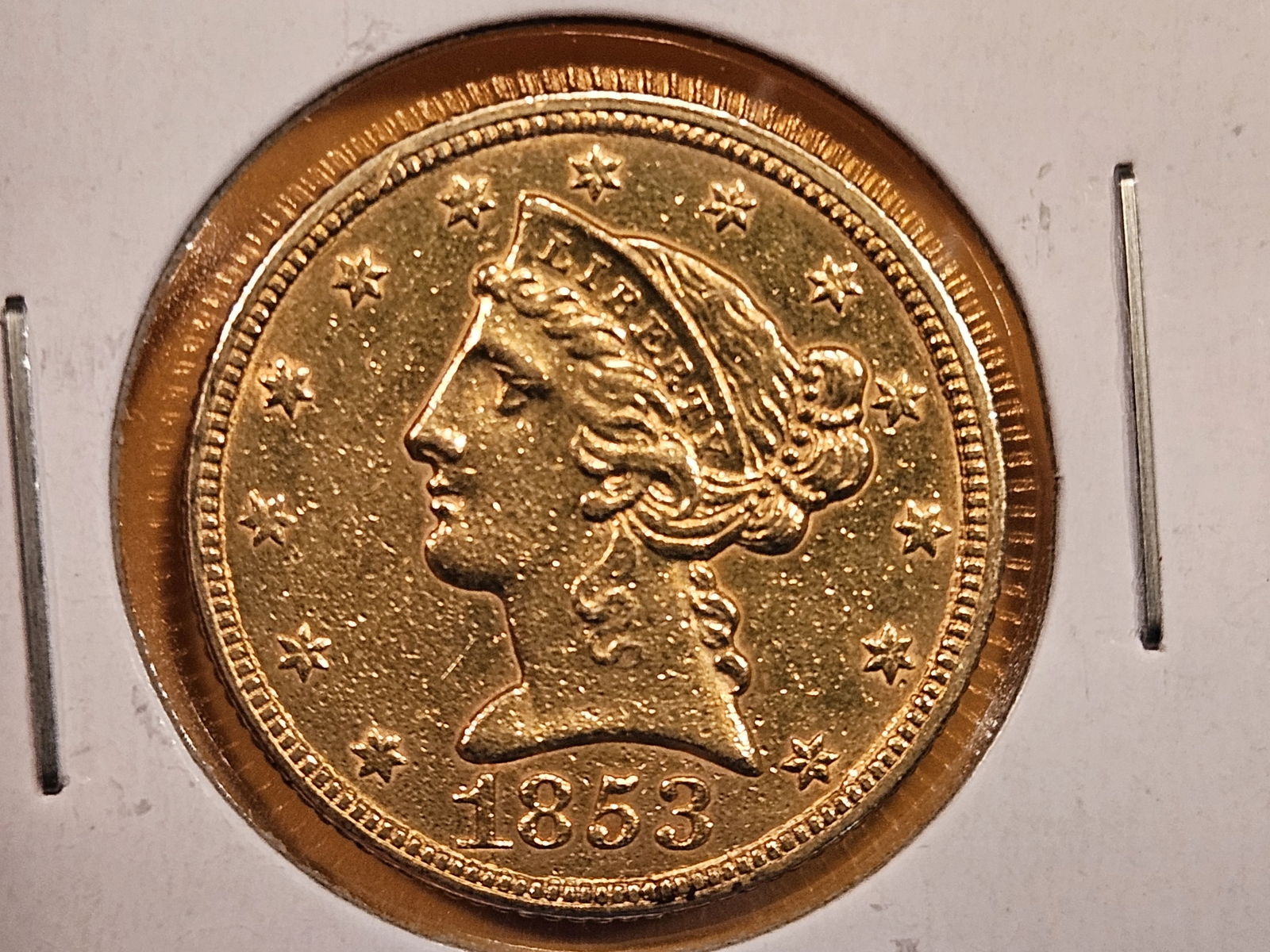 GOLD! Better Date 1853 Liberty head Gold Five Dollar Half-Eagle (1 of 4)