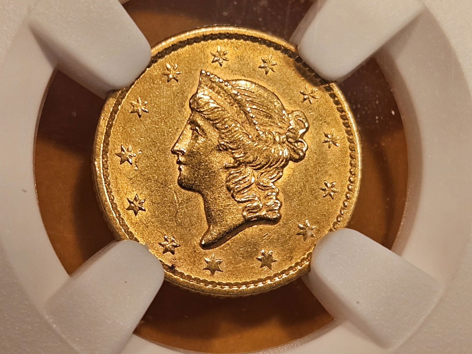 GOLD! NGC 1852 Gold Dollar in Brilliant About Uncirculated - 58 (1 of 4)