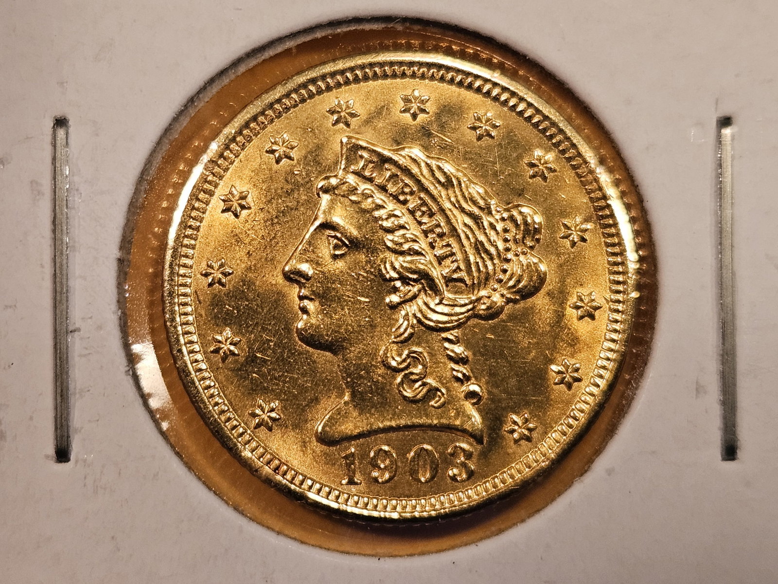 GOLD! Choice Brilliant Uncirculated plus 1903 GOLD Liberty Head $2.5 Quarter Eagle (1 of 5)