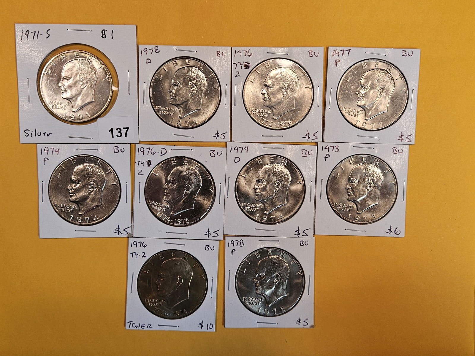 Ten Brilliant Uncirculated Eisenhower Dollars (1 of 5)