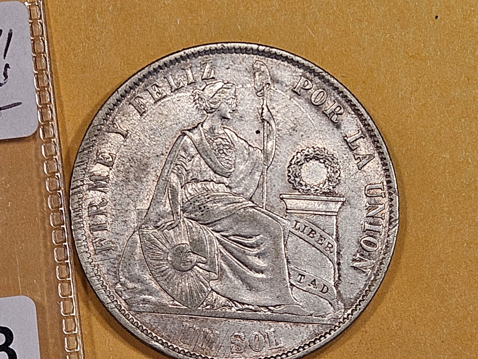Bright, About Uncirculated 1871 Peru un sol (1 of 4)