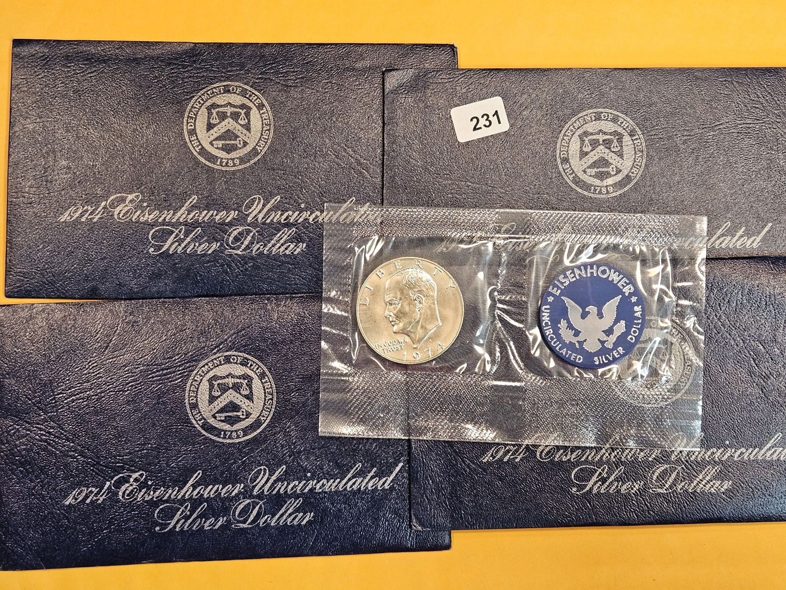 Four GEM Brilliant Uncirculated 1974-S Silver Eisenhower Dollars (1 of 1)