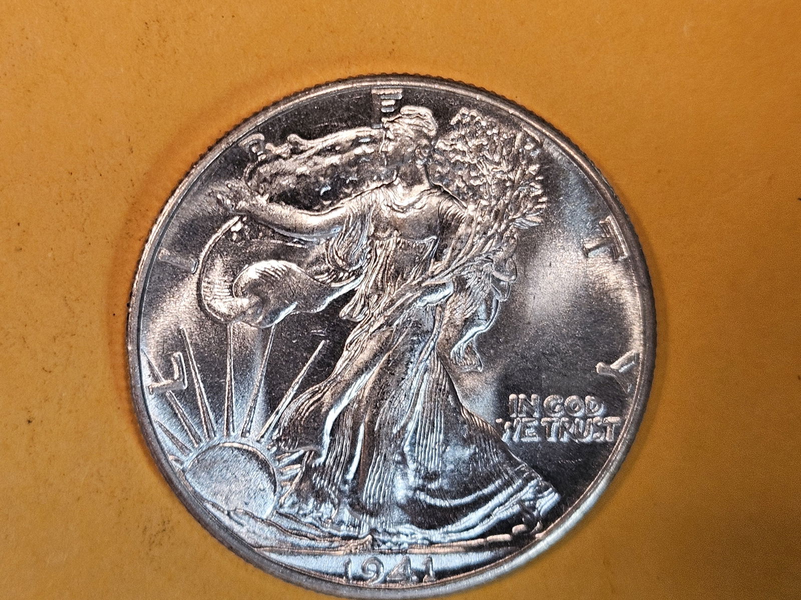 Very Choice Brilliant Uncirculated 1941 Walking Liberty Half Dollar (1 of 8)