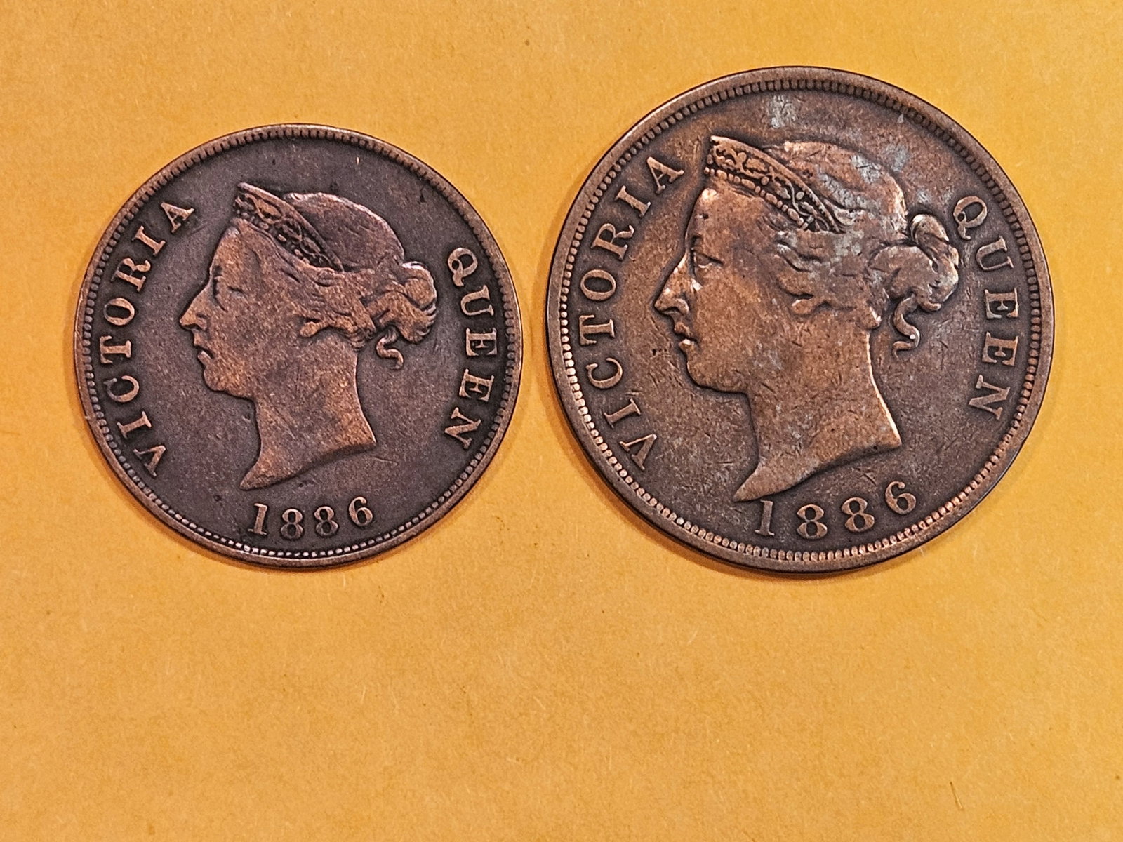 1886 Cyprus 1p and 1/2p: KM 2 and km 3.2