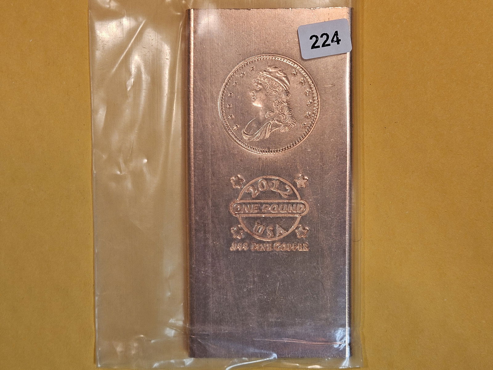 ONE POUND .999 fine Copper bar (1 of 1)