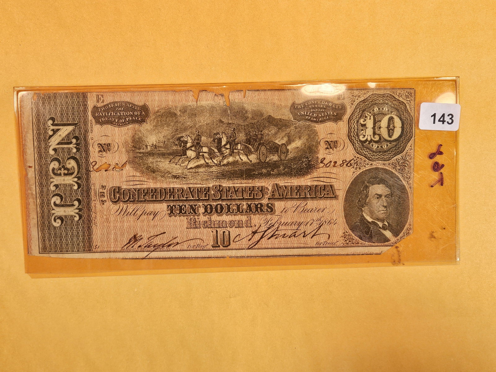1864 Ten Dollar Confederate States of America: T68