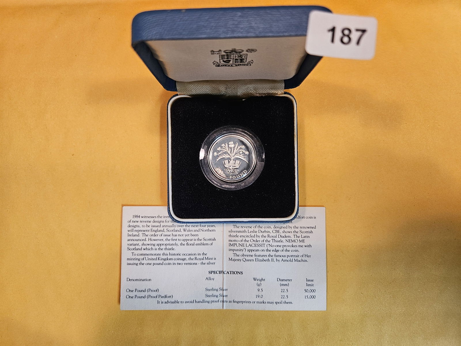 Low Mintage! 1984 United Kingdom One Pound Silver Proof Piedfort (1 of 2)