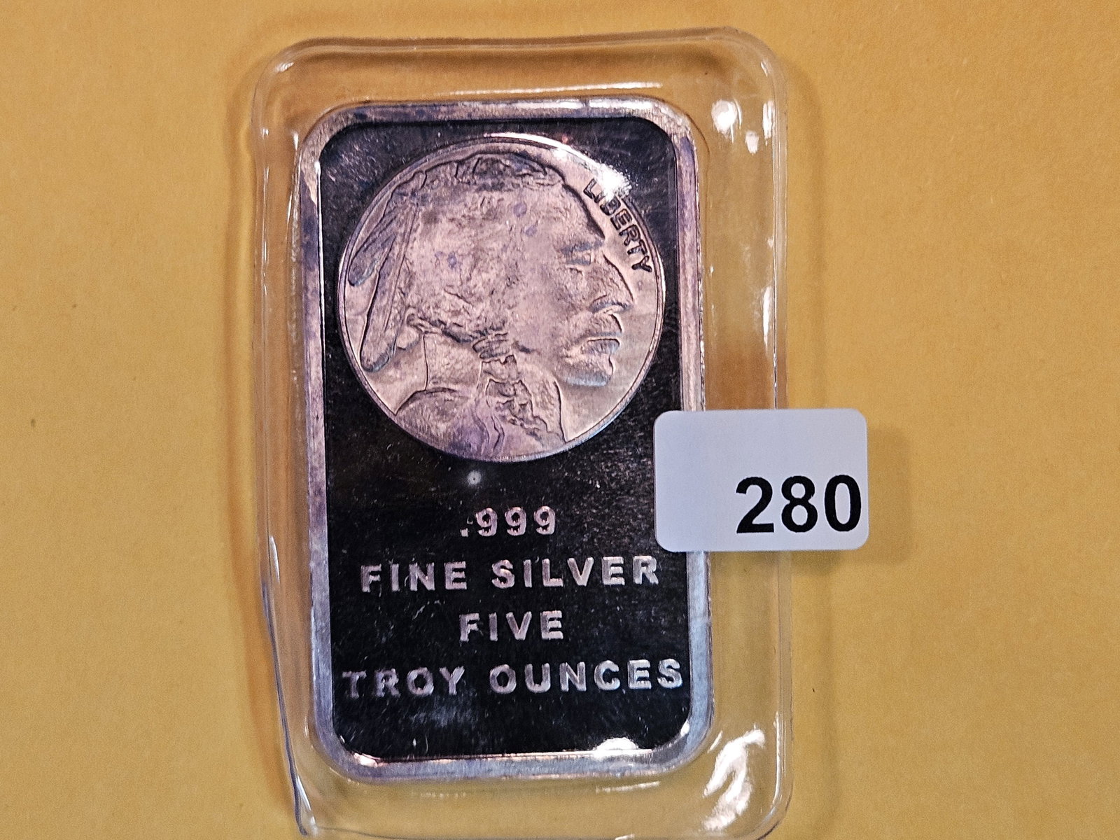 FIVE Troy ounce .999 fine silver poured bar (1 of 2)
