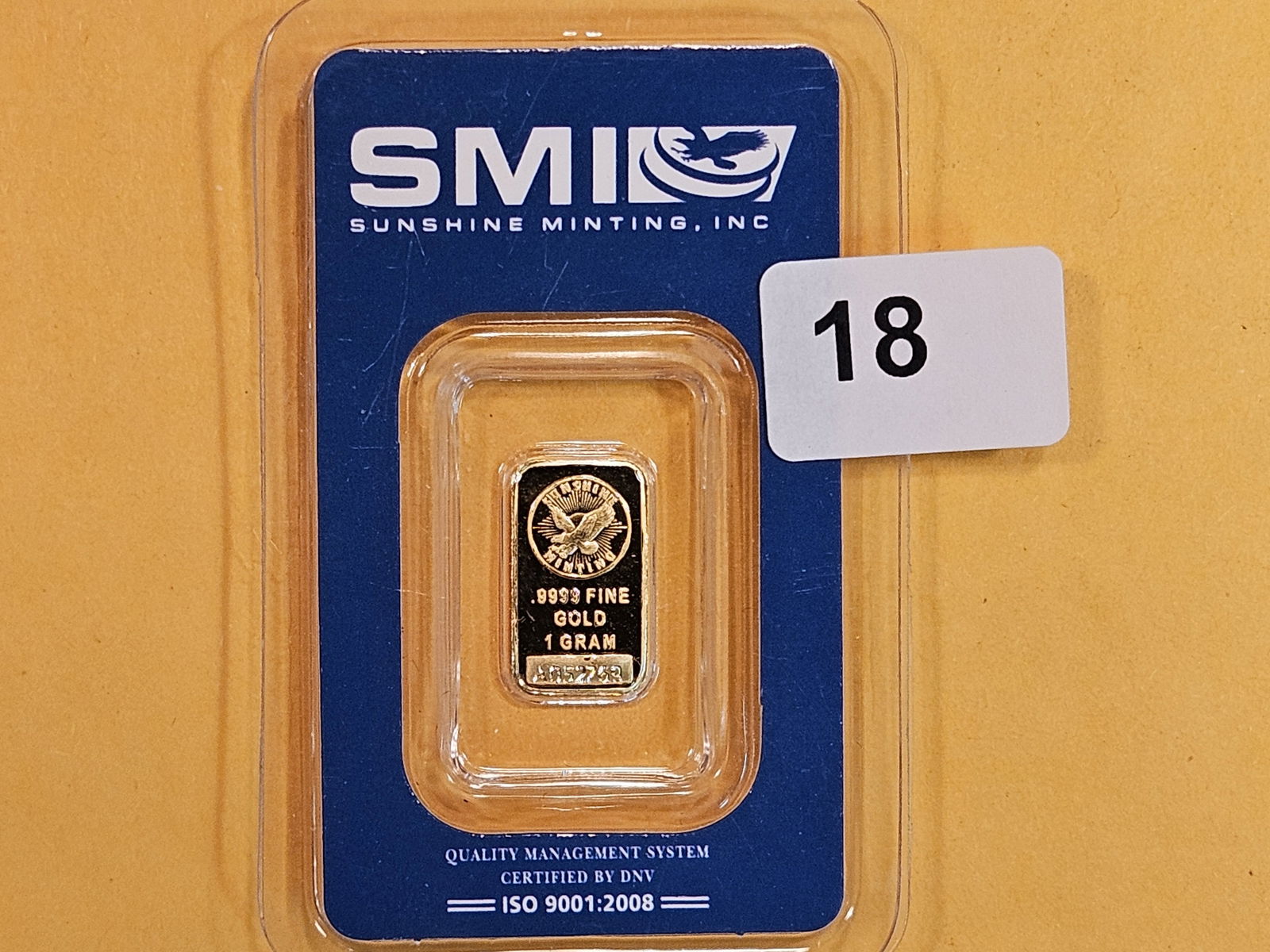 GOLD! Sunshine Minting One gram .9999 fine gold bar (1 of 2)