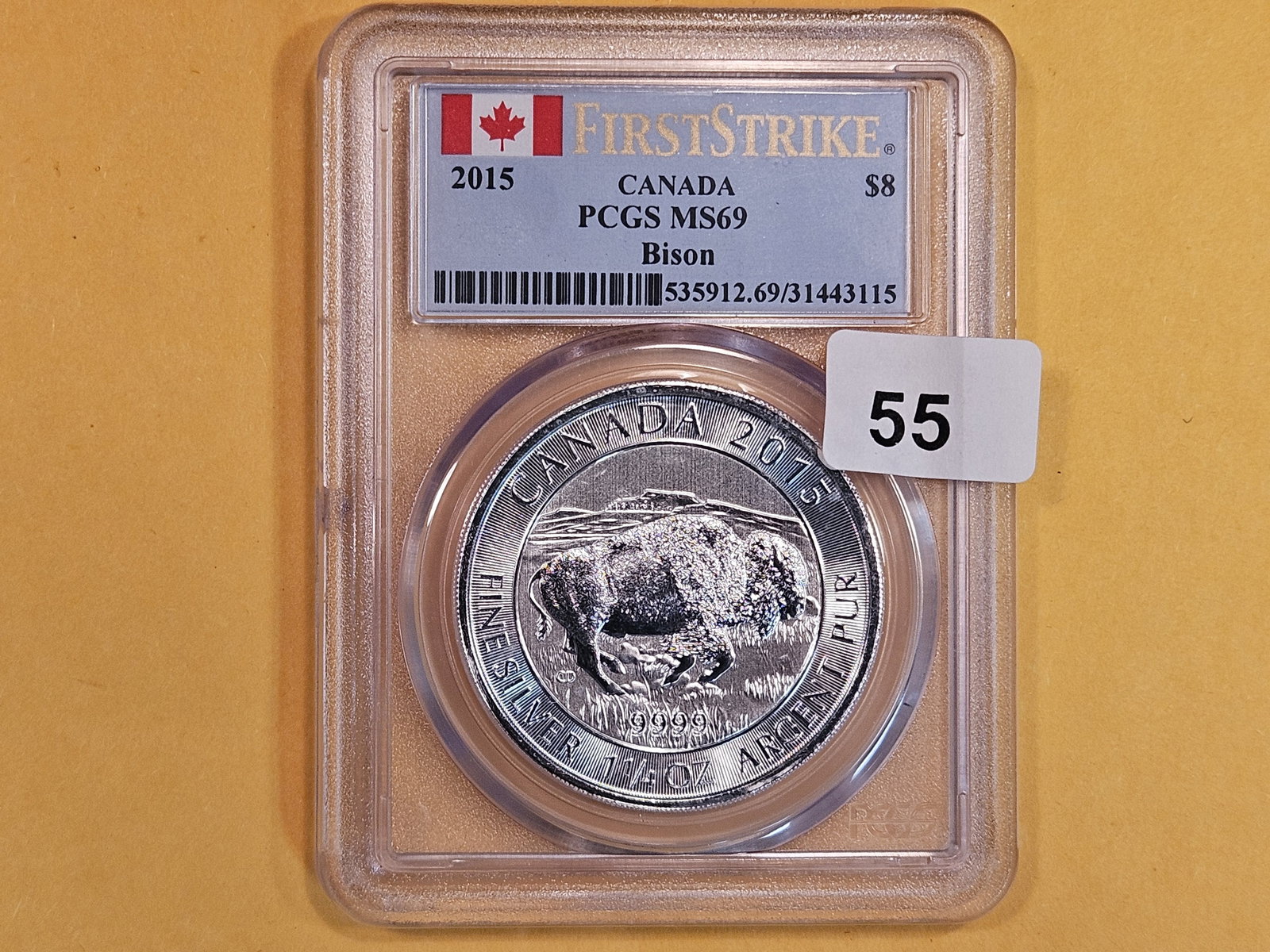 GEM! PCGS 2015 Canada silver Eight Dollars in Mint State 69 (1 of 2)