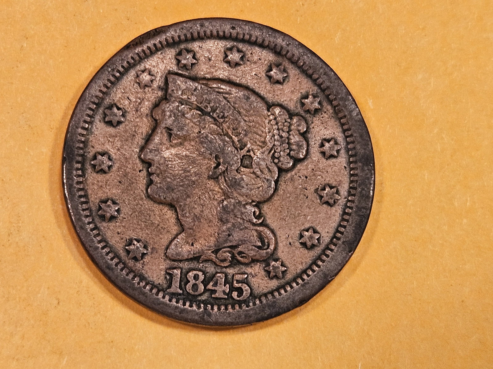 1845 Braided Hair Large Cent (1 of 3)