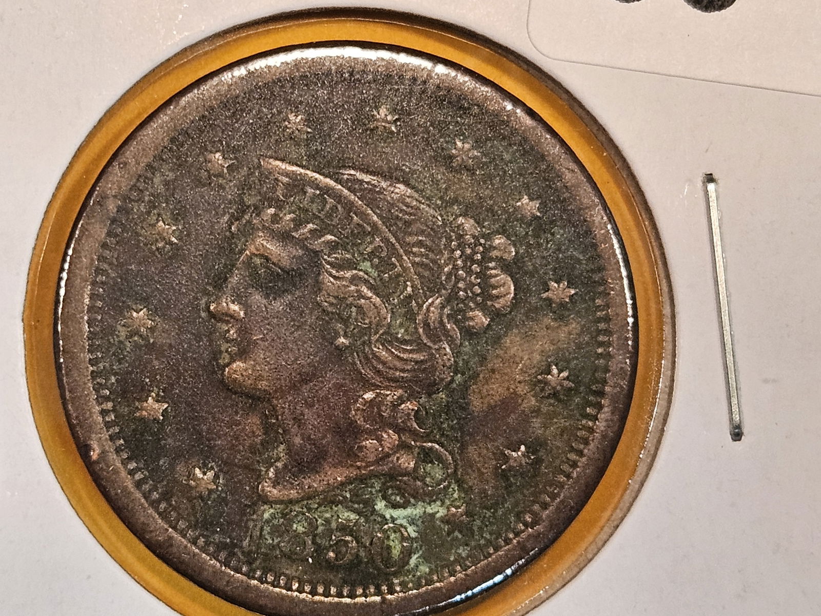 1850 Braided hair Large Cent in About Uncirculated ++ - details (1 of 5)