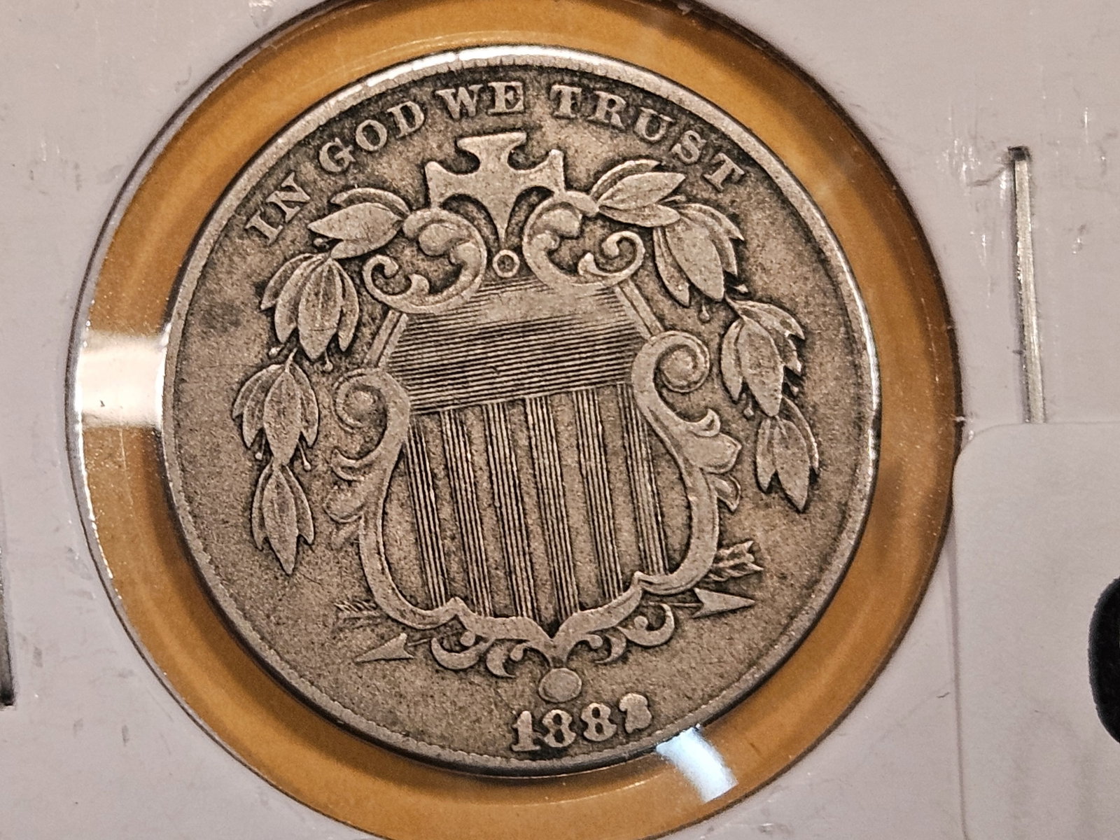 1882 Shield Nickel: In Very Fine plus