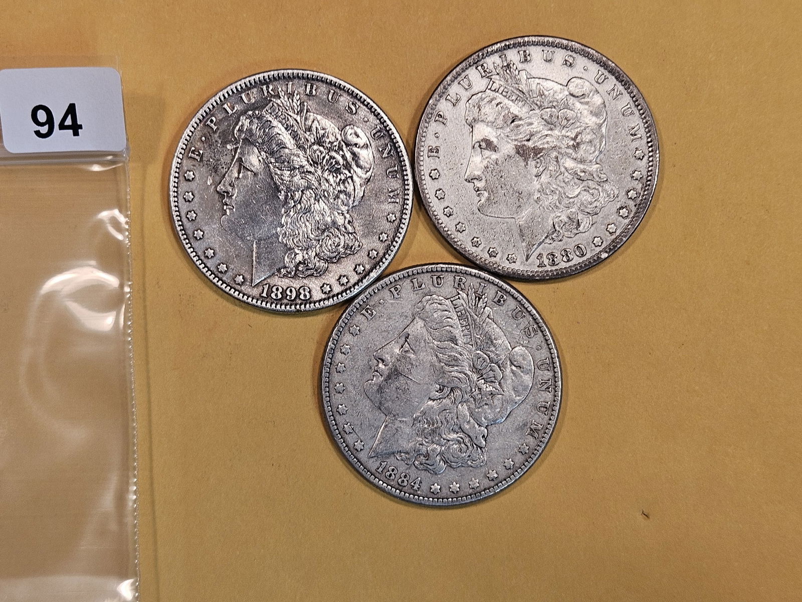 Three Morgan Silver dollars (1 of 2)