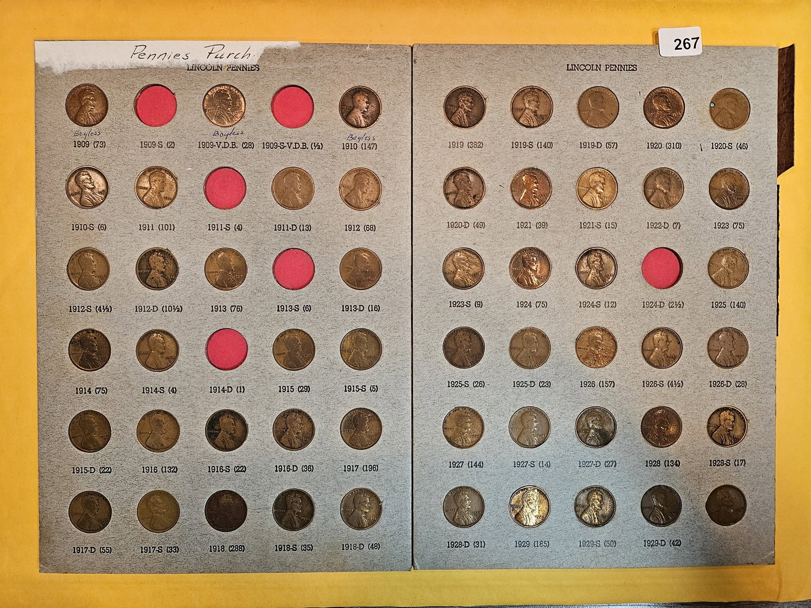 Partially complete set of Lincoln Wheat cents (1 of 6)