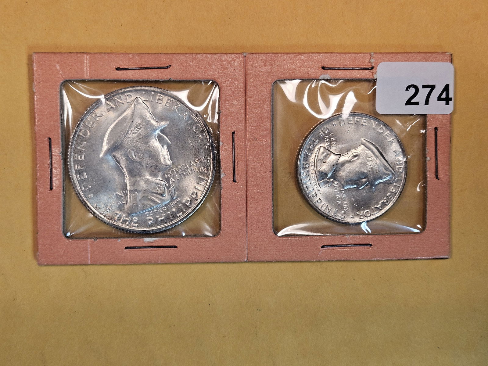 Choice Brilliant Uncirculated silver 1947 Two-coin Philippines set (1 of 4)