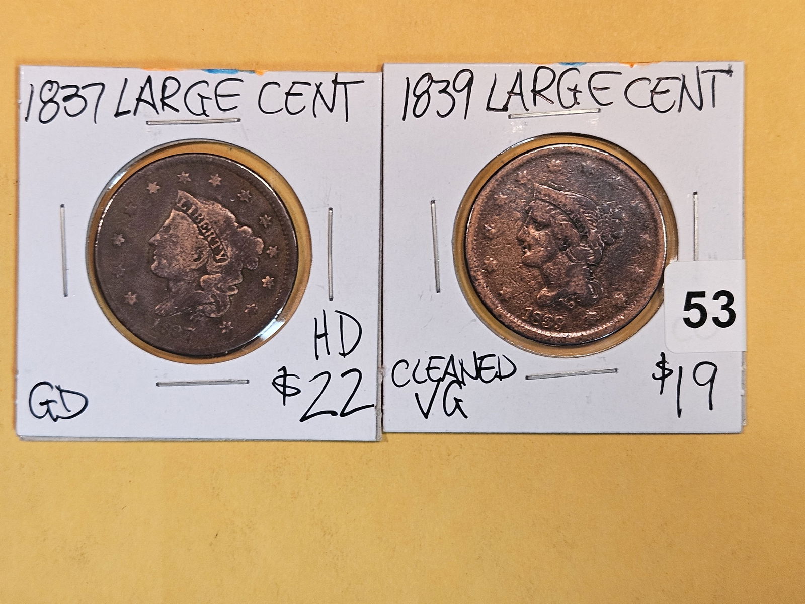 1837 and 1839 Large Cents (1 of 2)