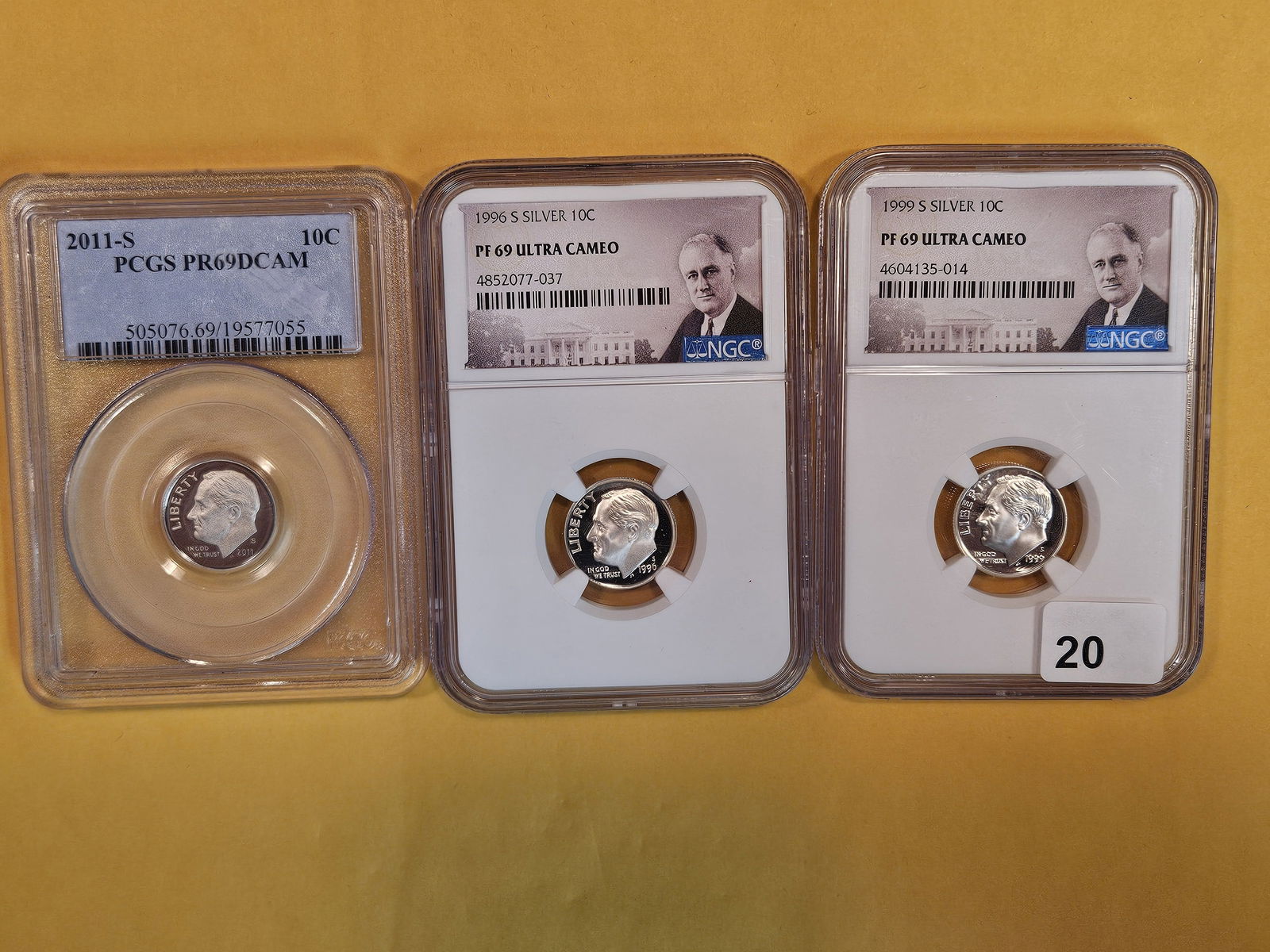 Three PCGS and NGC graded, near-perfect Roosevelt Dimes (1 of 2)