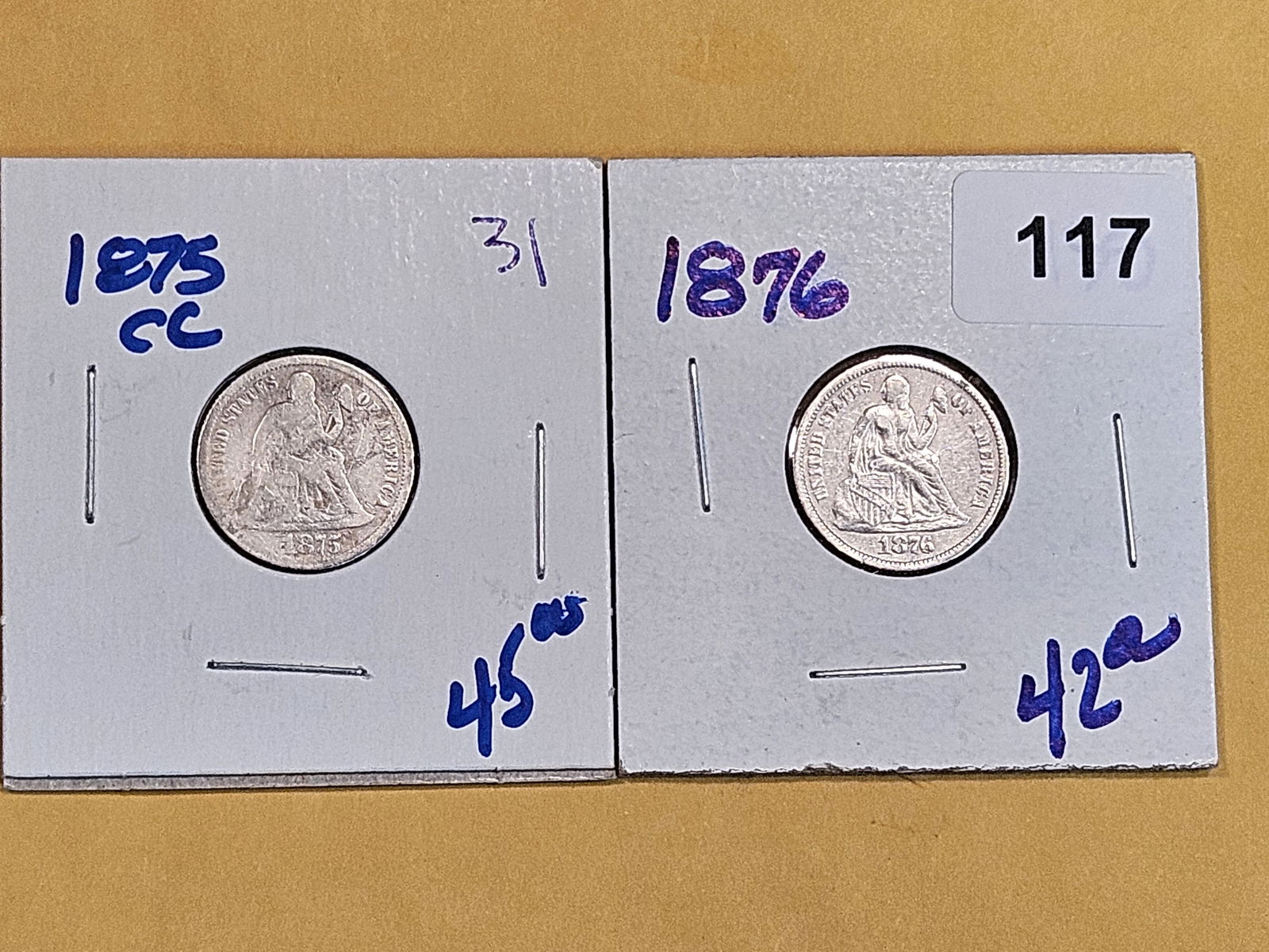 1875-CC and 1876 Seated Liberty Dimes (1 of 2)