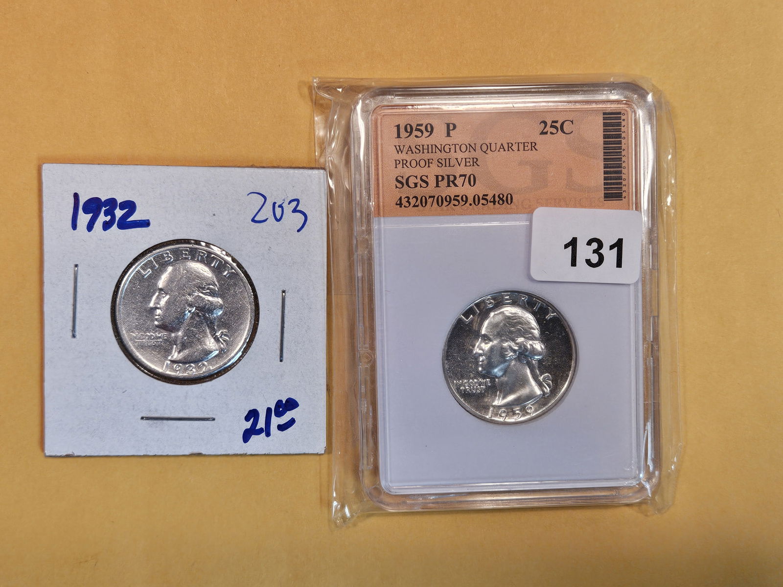 Two Silver Washington Quarters (1 of 2)