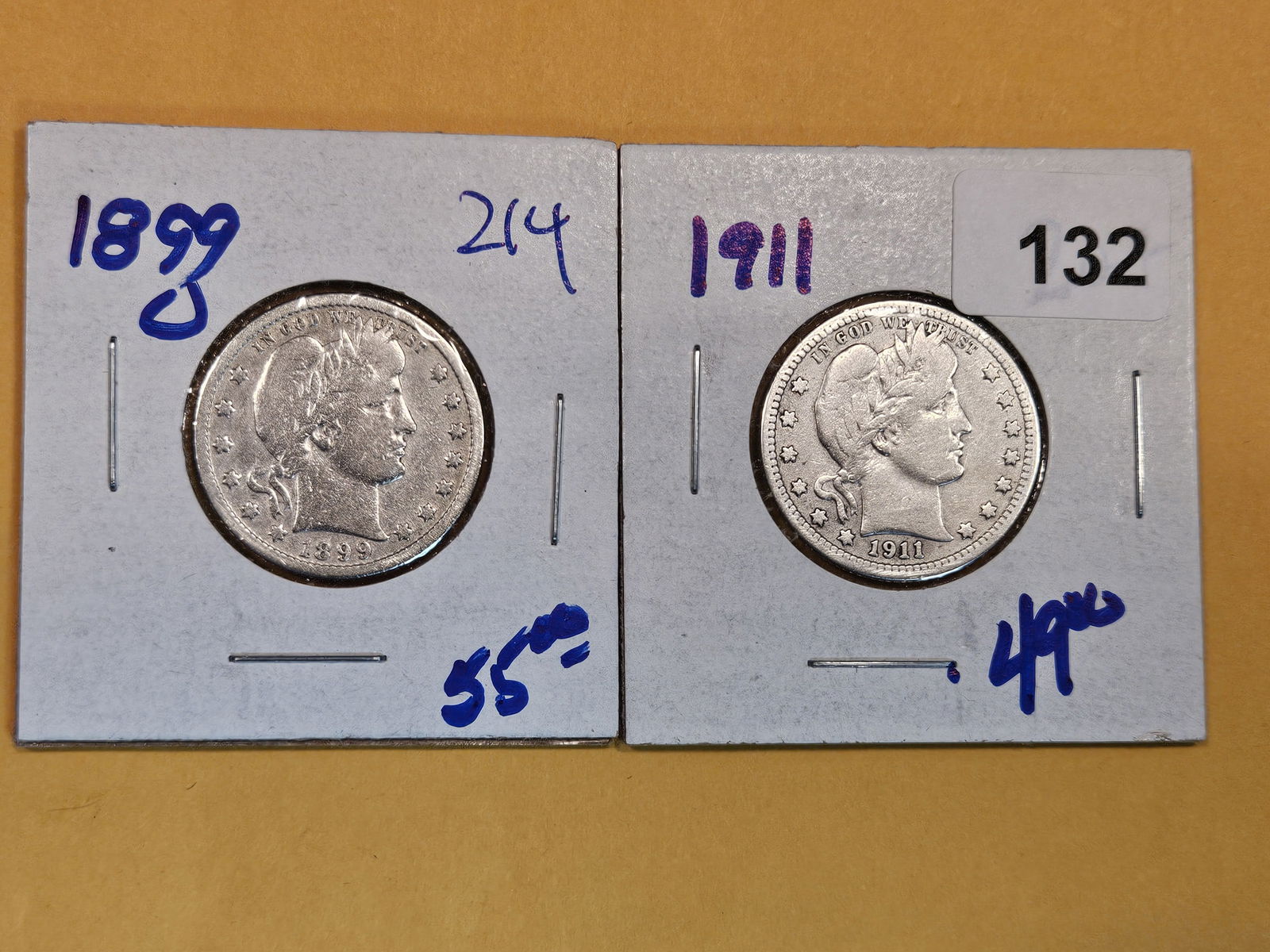 Two little better silver Barber Quarters (1 of 2)