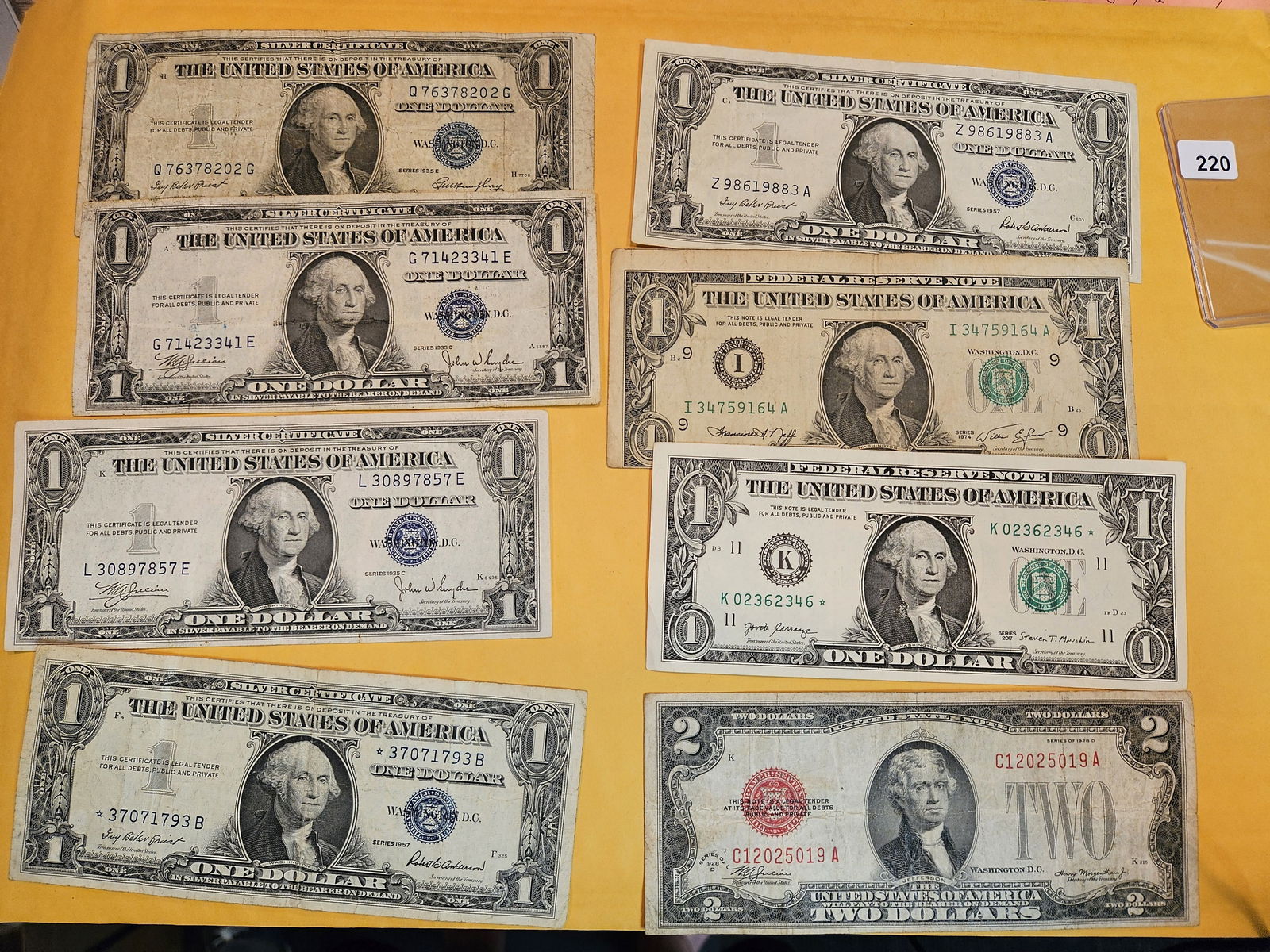Eight mixed pieces of U.S. Currency (1 of 1)