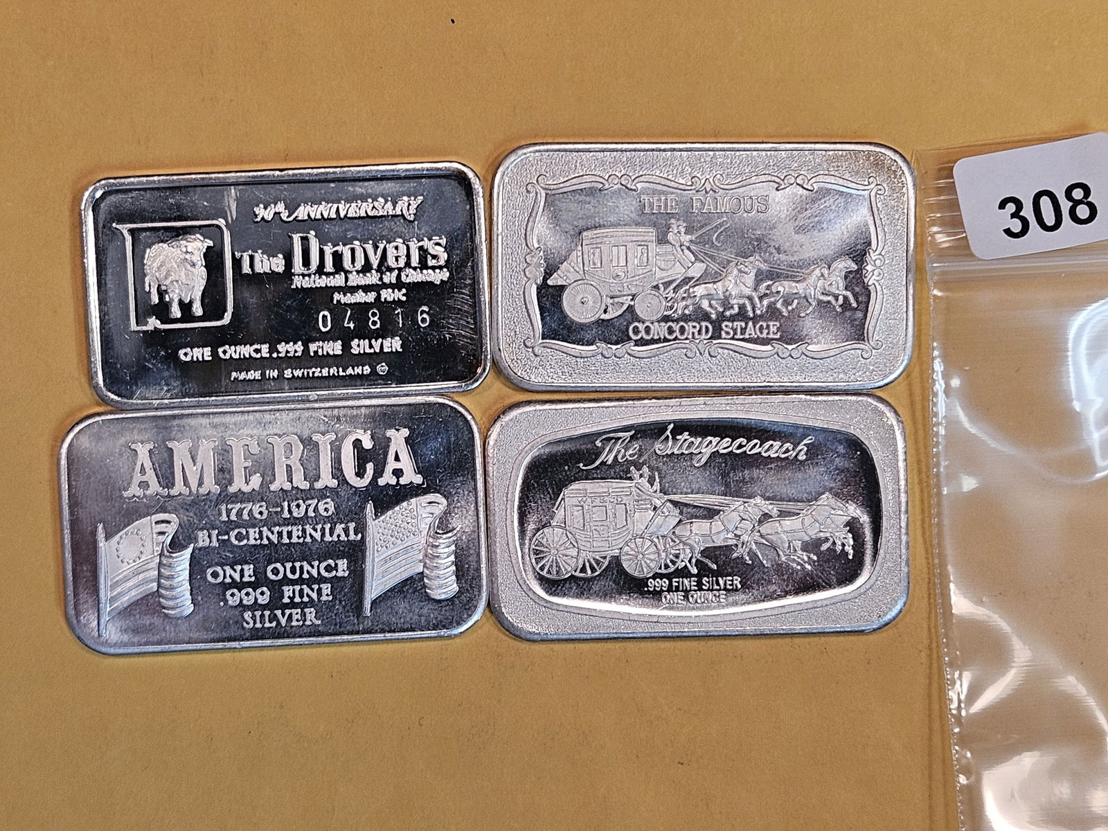 Four Cool 1 Troy ounce .999 fine silver art bars (1 of 2)