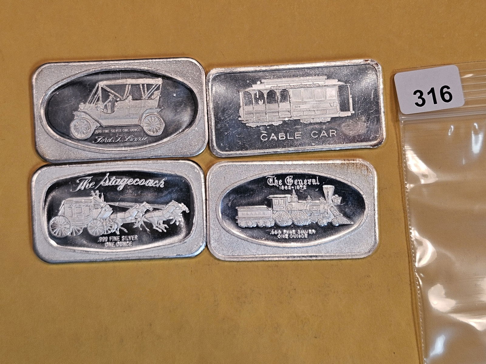 Four Cool 1 Troy ounce .999 fine silver art bars (1 of 2)