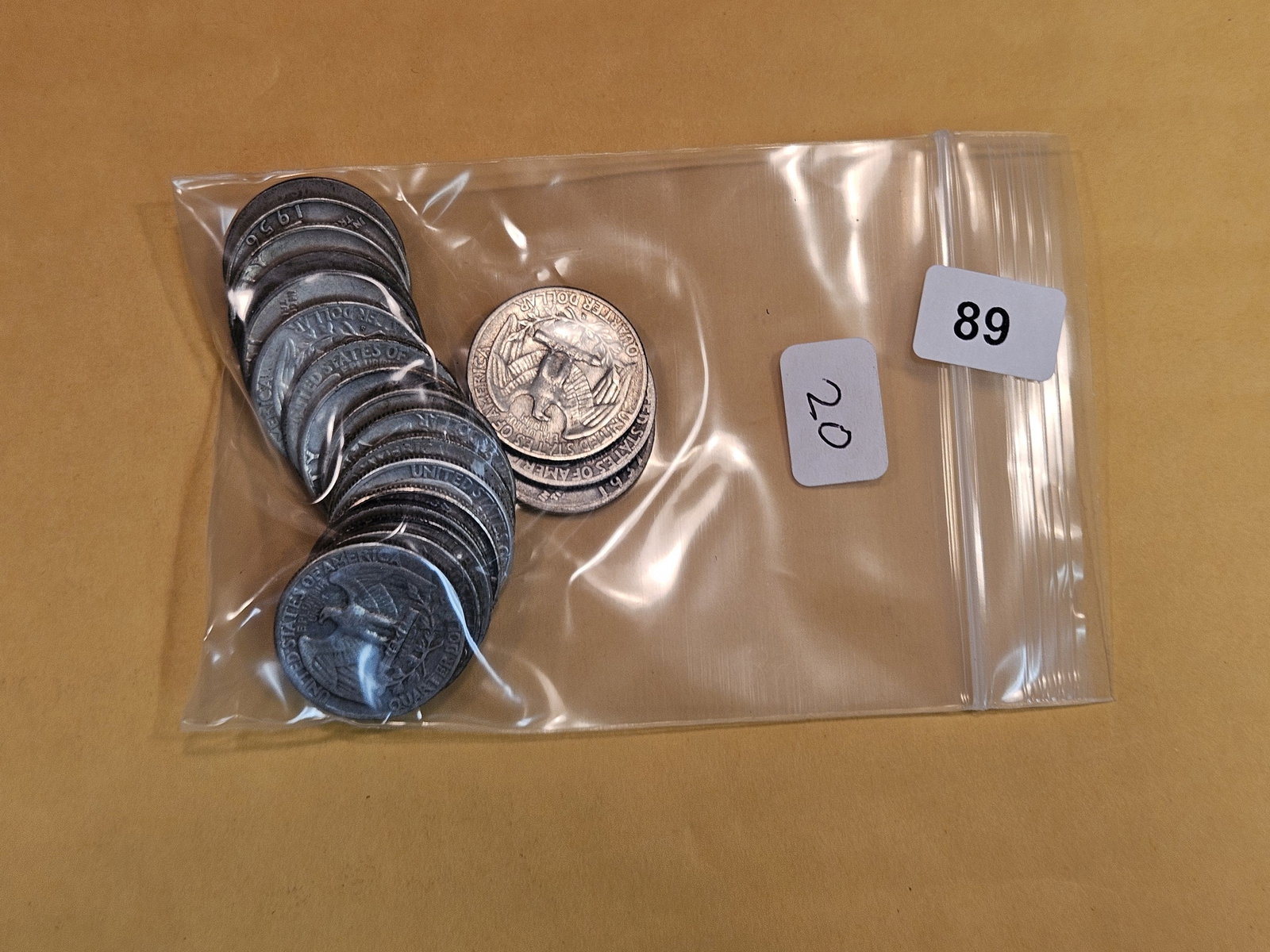 Twenty Silver Washington Quarters (1 of 1)