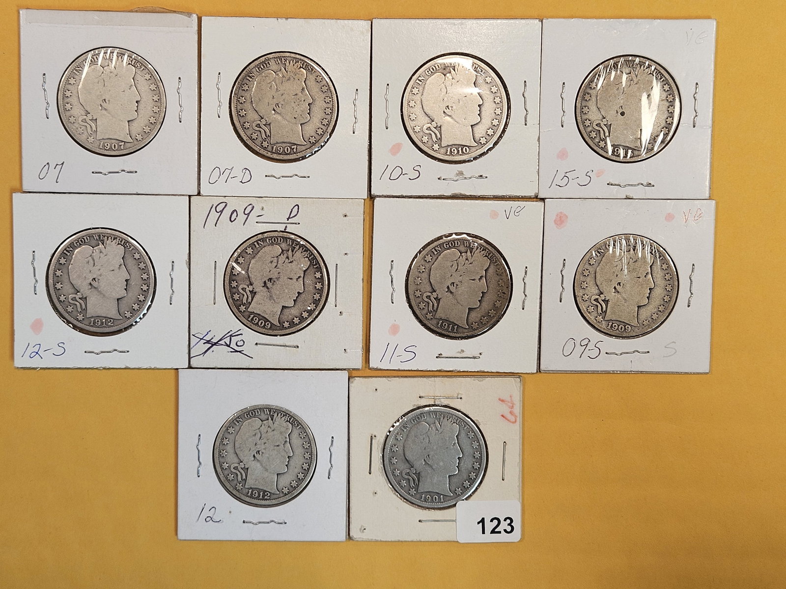 Ten Silver Barber Half Dollars (1 of 5)