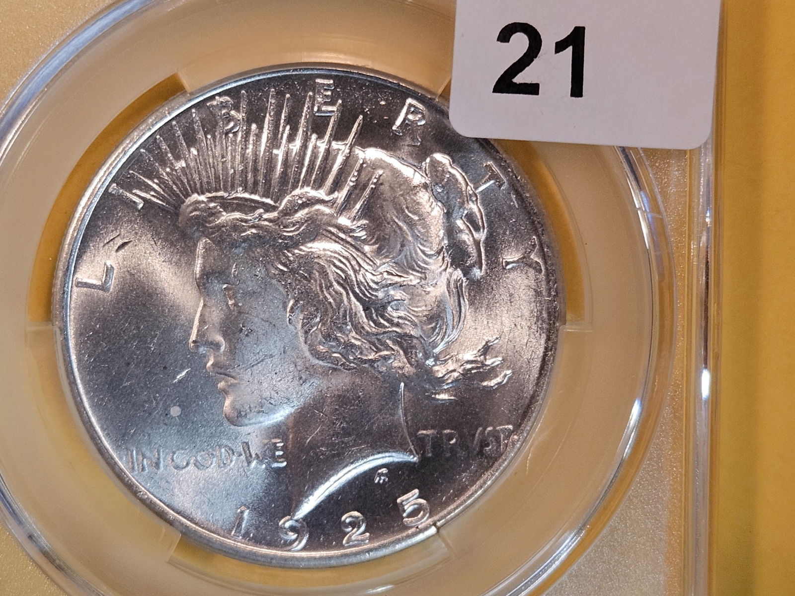 CAC 1925 Peace Dollar in Mint State 63 (1 of 3)