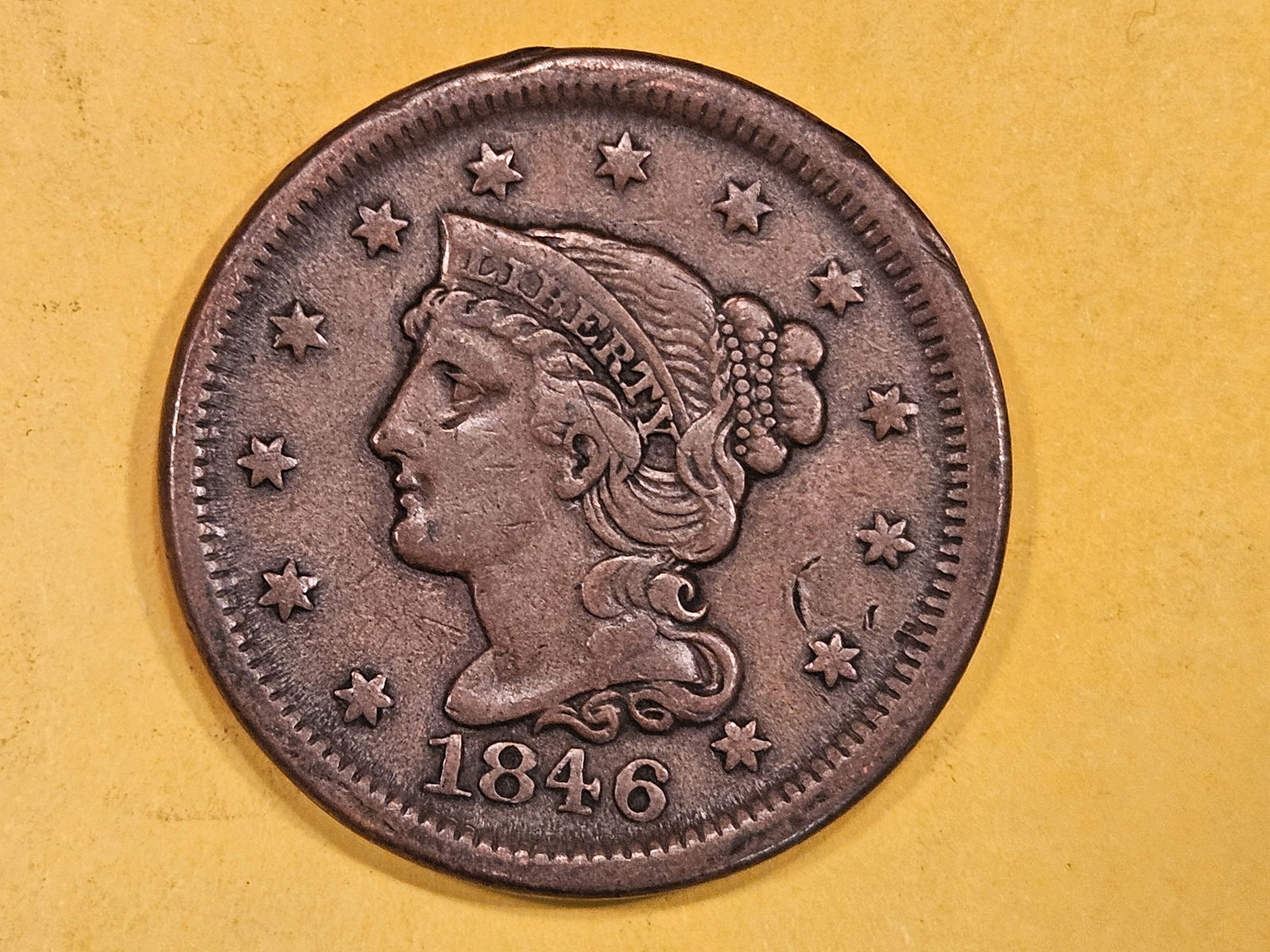 1846 Braided hair Large Cent in Extra Fine - details (1 of 3)