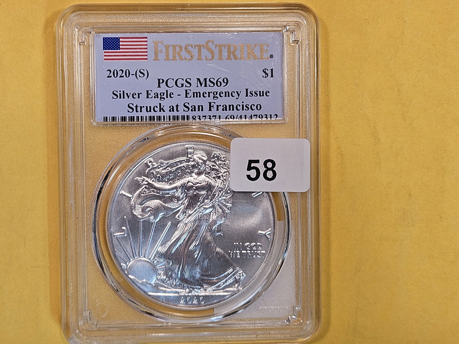 GEM! PCGS 2020-(S) American Silver Eagle in Mint State 69 (1 of 2)