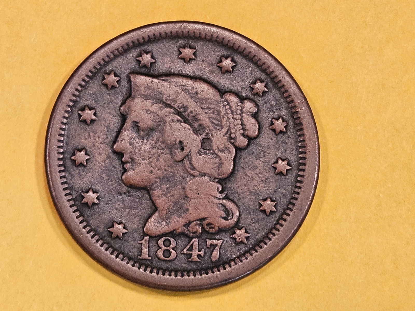 1847 Braided Hair Large Cent (1 of 3)