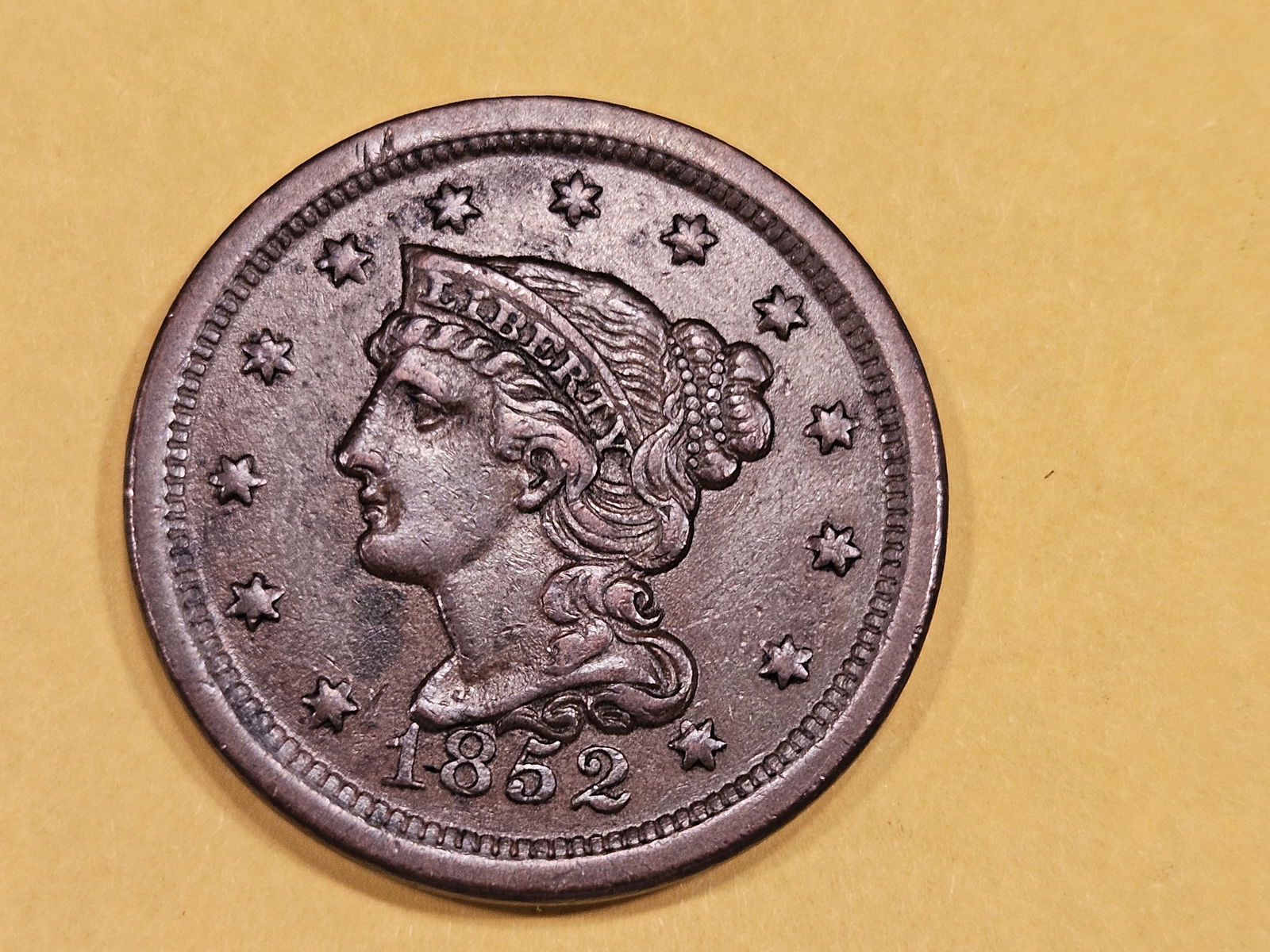 1852 Braided hair Large Cent (1 of 5)
