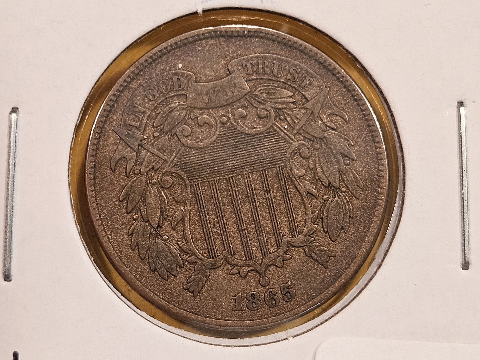 Nice 1865 Two Cent Piece in Extra Fine (1 of 4)