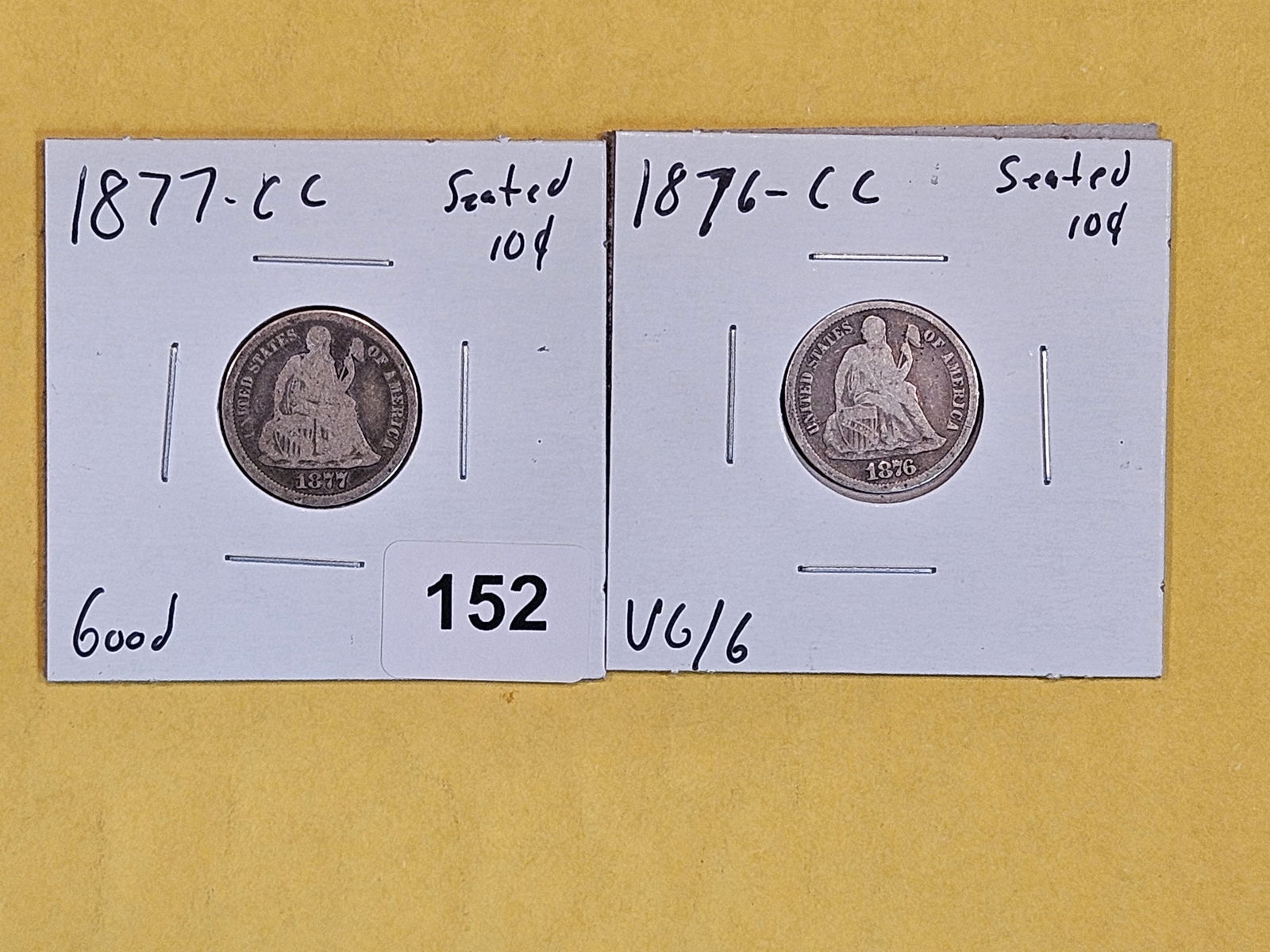 1877-CC and 1876-CC Seated Liberty Dimes (1 of 2)
