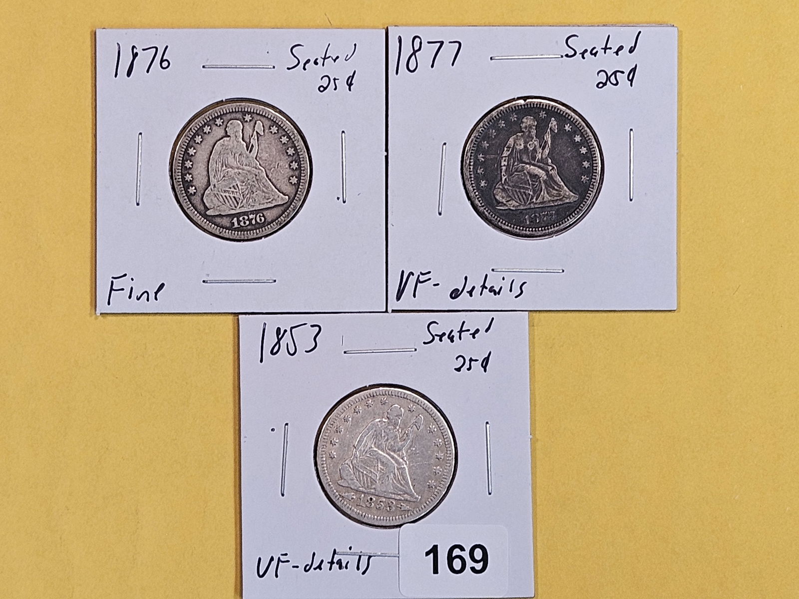 Three little better Seated Liberty Quarters (1 of 2)