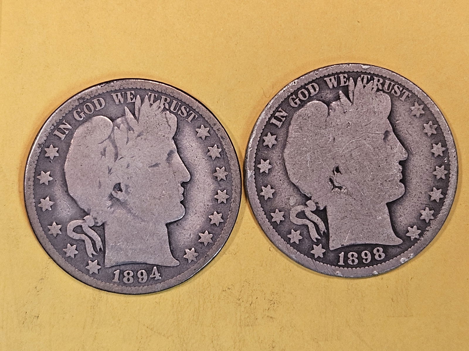 Two little better Barber half Dollars (1 of 2)